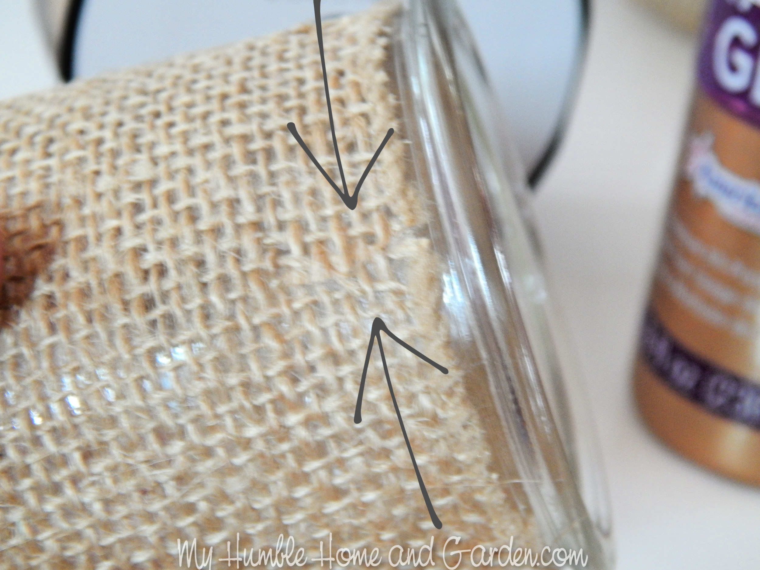 Shabby Chic Burlap Trim Yogurt Jars Easy DIY - My Humble Home and Garden