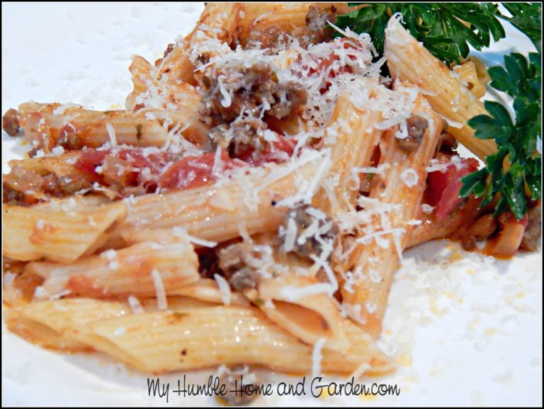 Quick And Easy Penne Pasta With Beef And Marinara Sauce - My Humble