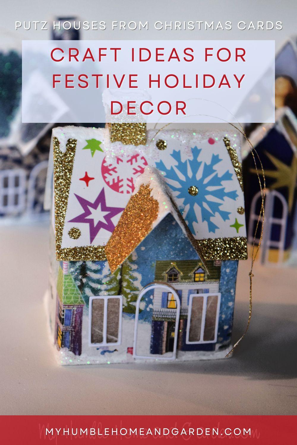 How to Make Bigger Putz Houses from Christmas Cards - My Humble